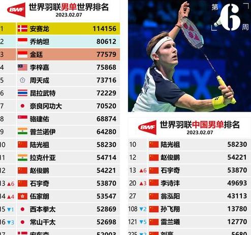 羽毛球世界排名最新男单排名表 (图3)