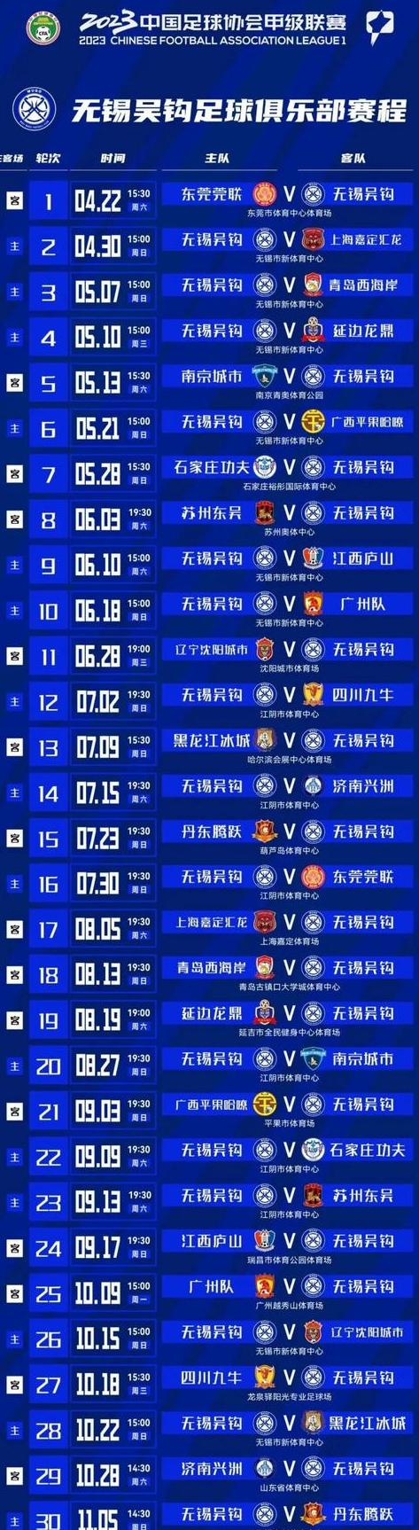 中国甲级联赛2023赛季赛程表 (图2)