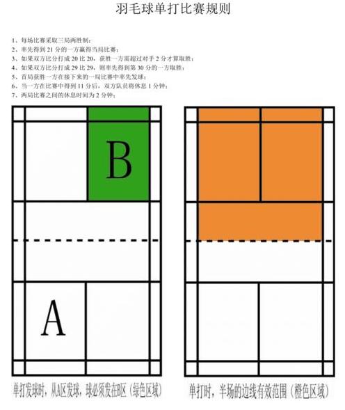 男子羽毛球单打边界线规则 (图2)